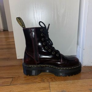 Size 39 Doc Martens shiny burgundy platform boots